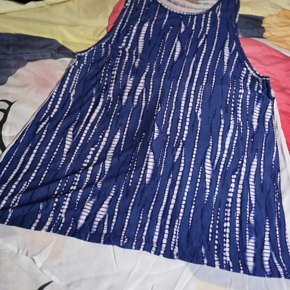 Language Navy and White Patterned Top